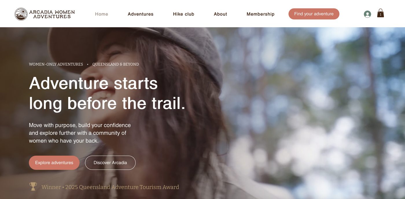 Arcadia Women Adventures website